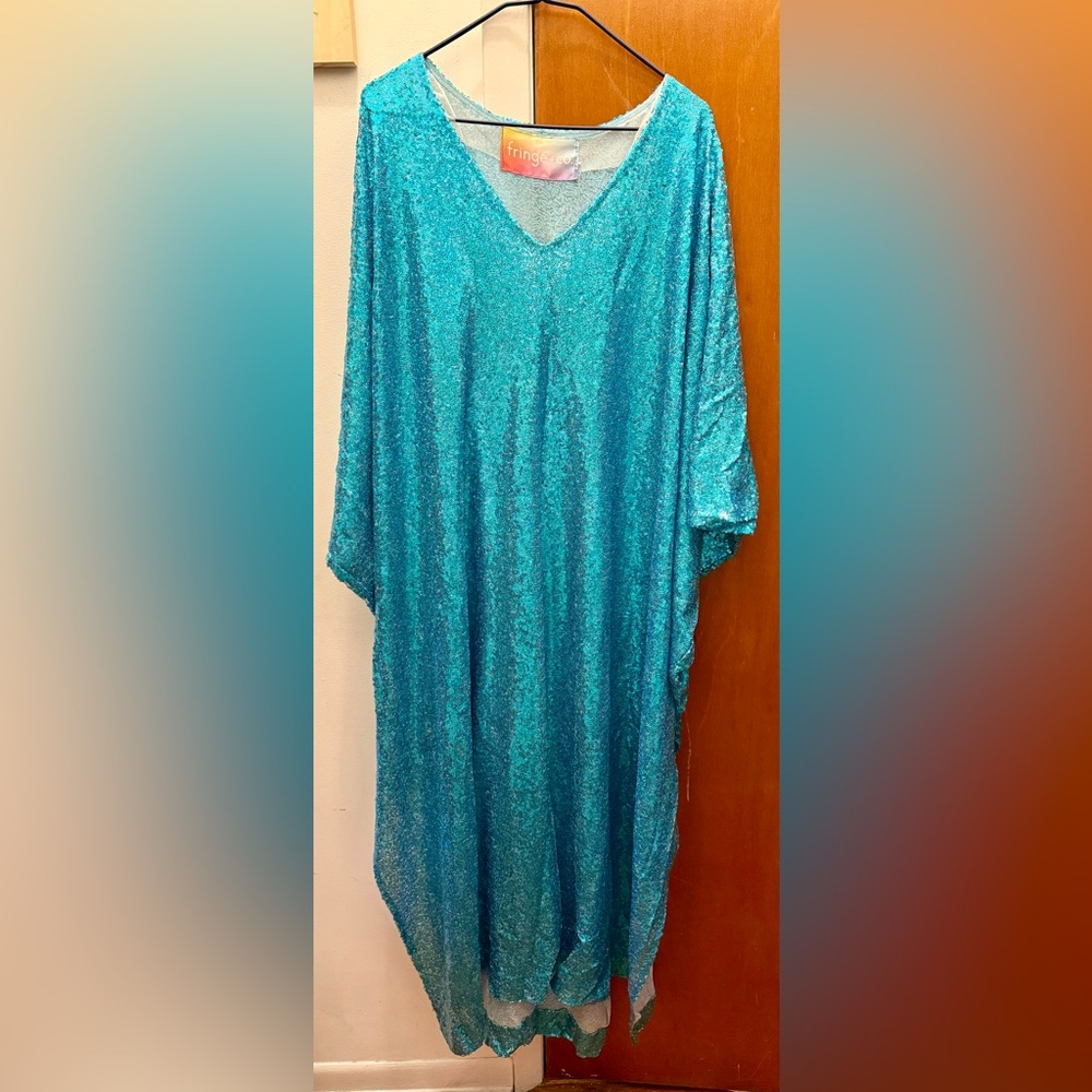 Fringe + Co sequined blue kaftan